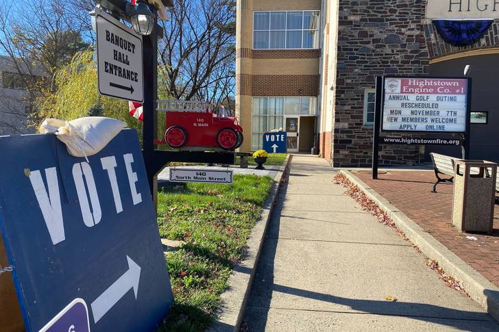 At Hightstown Engine Company No. 1, the only polling place in the municipality, voters continued casting ballots despite machines going down throughout Mercer County on Tuesday.